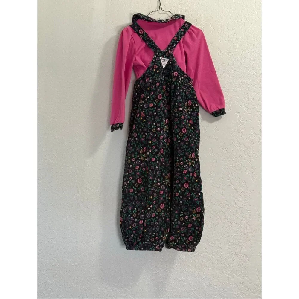 Vintage OSHKOSH 6 Floral All Over Print B'Gosh Corduroy Vestbak Overalls USA